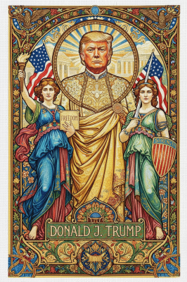 Portret Trumpa v slogu art nouveau