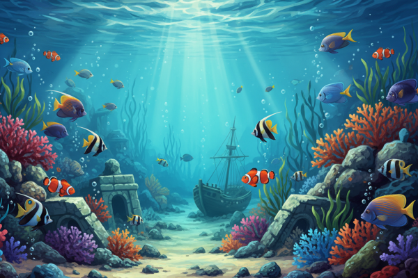 Morski živelj z razbitino ladje