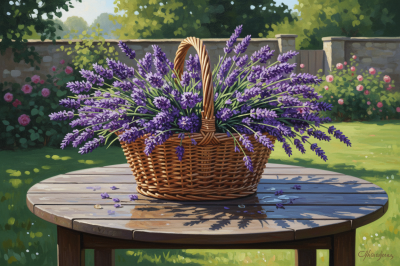 Lavanda v košari na vrtu – BG26-0264