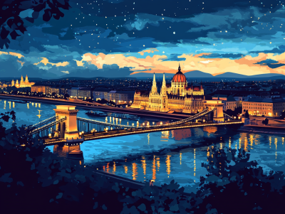 Budimpešta ponoči - Verižni most