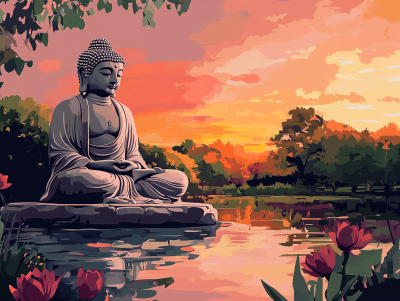 Buddha kip v jezeru