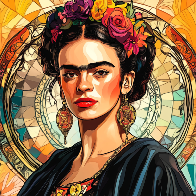 Portret Fride Kahlo v slogu Alphonse Mucha – FR24-005