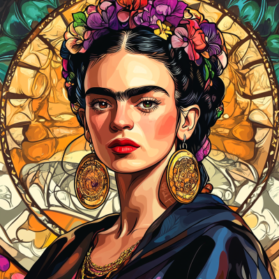 Portret Fride Kahlo v slogu Alphonse Mucha – FR24-008