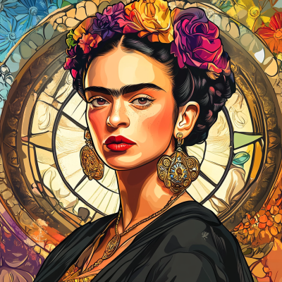 Portret Fride Kahlo v slogu Alphonse Mucha – FR24-009