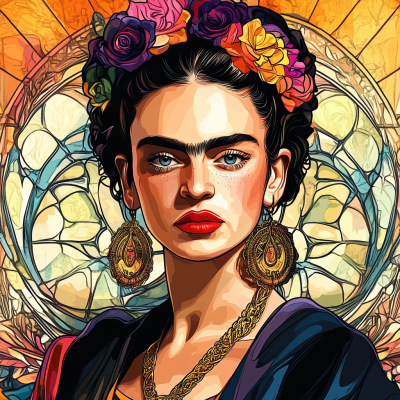 Portret Fride Kahlo v slogu Alphonse Mucha – FR24-011
