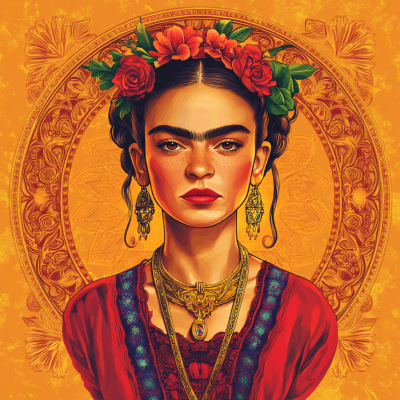 Portret Fride Kahlo v slogu Alphonse Mucha – FR24-014