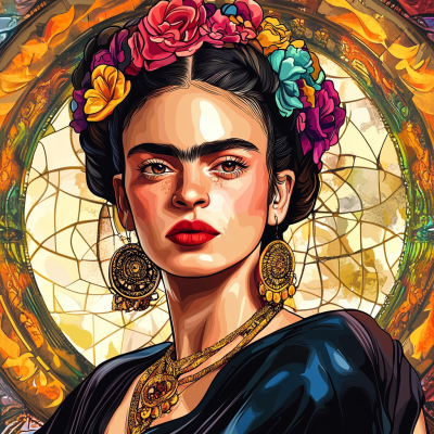 Portret Fride Kahlo v slogu Alphonse Mucha – FR24-015