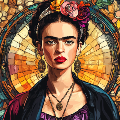 Portret Fride Kahlo v slogu Alphonse Mucha – FR24-016