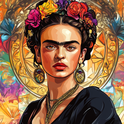 Portret Fride Kahlo v slogu Alphonse Mucha – FR24-017