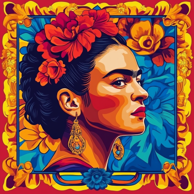 Portret Fride Kahlo v slogu Alphonse Mucha – FR24-022