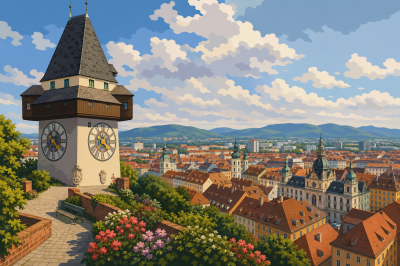 Panorama graškega urejskega stolpa