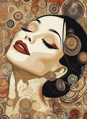 Portret Coco Chanel v Klimtovem slogu