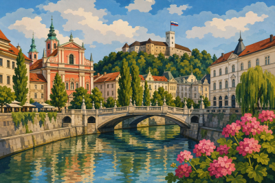 Ljubljanica obrežje s cvetjem