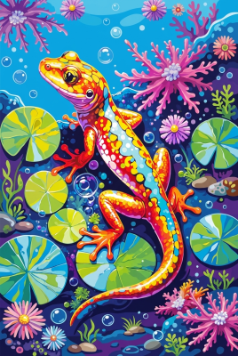 Barviti salamander v vodi