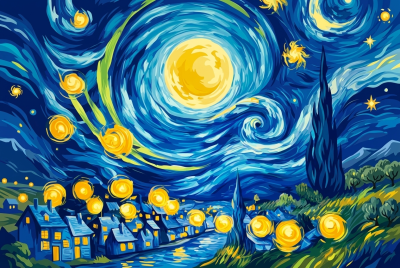Vincent van Gogh - Zvezdna noč replika (gobelin)