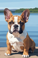 Portret psa - Mladi francoski buldog ob plitvi – 25-979