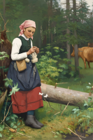 Johan Krouthén - Replika vezenčene deklice na gozdu