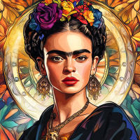 Portret Fride Kahlo v slogu Alphonse Mucha – FR24-018