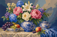 Cvetna tišina z modrim porcelanom